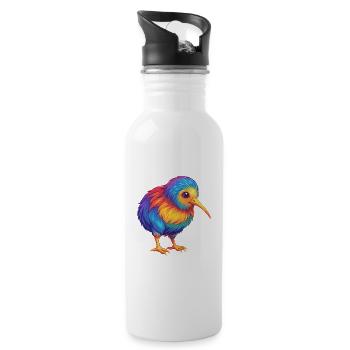 Kiwi Vogel Bunt Kawaii Cartoon Figur Tier - Trinkflasche mit integriertem Trinkhalm - Weiß - Rechts