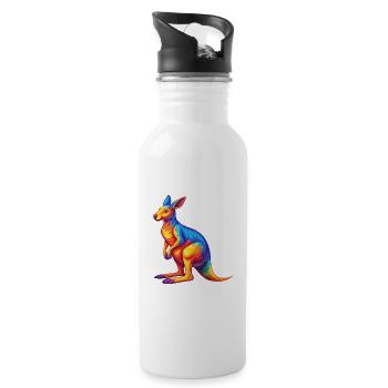 Kangaroo Colorful Kawaii Cartoon Character Clipart - Water bottle with straw - white - Right