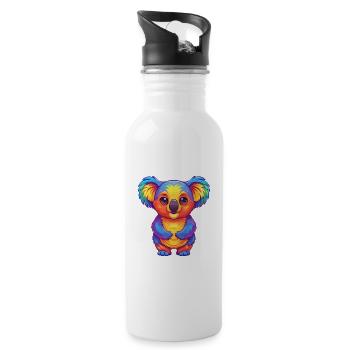 Koala Bunte Kawaii Cartoon Figur Clipart - Trinkflasche mit integriertem Trinkhalm - Weiß - Rechts