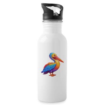 Pelican Colorful Kawaii Cartoon Character Clipart - Water bottle with straw - white - Right