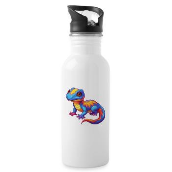 Salamander Colorful Kawaii Cartoon Character - Water bottle with straw - white - Right