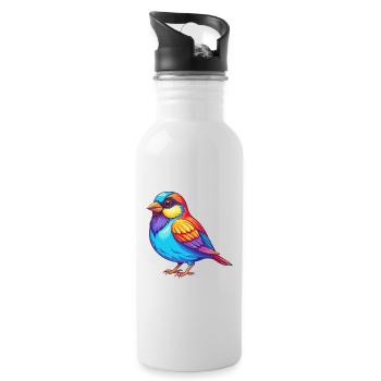 Sparrow Colorful Kawaii Cartoon Character Clipart - Water bottle with straw - white - Right