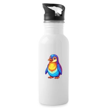 Pinguin Bunte Kawaii Cartoon Figur Clipart - Trinkflasche mit integriertem Trinkhalm - Weiß - Rechts