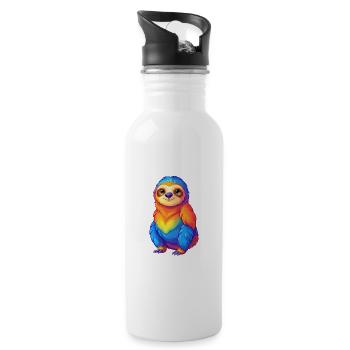 Faultier Bunte Kawaii Cartoon Charakter Clipart - Trinkflasche mit integriertem Trinkhalm - Weiß - Rechts