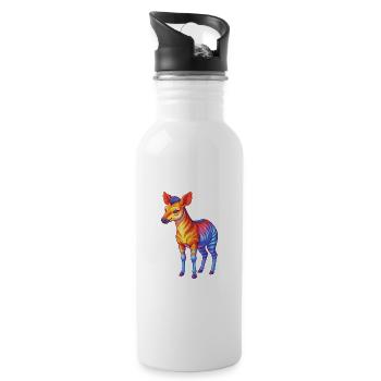 Okapi Colorful Kawaii Cartoon Character Clipart - Water bottle with straw - white - Right
