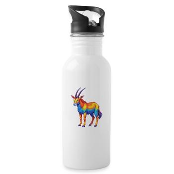 Oryx coloré Kawaii dessin animé Personnage Clipart - Gourde avec paille intégrée - blanc - Droite