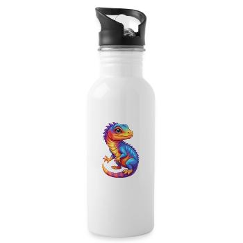 Lizard Colorful Kawaii Cartoon Character Clipart - Water bottle with straw - white - Right