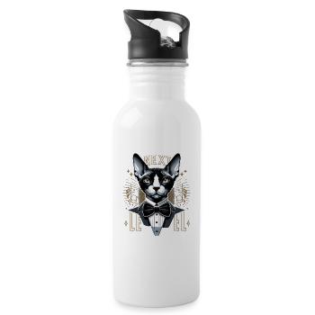 Cornish Rex Anzug Next Level Katze Geschenk - Trinkflasche mit integriertem Trinkhalm - Weiß - Rechts