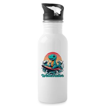 Mignon T-Rex Surfer Surfer Cadeau de surf - Gourde avec paille intégrée - blanc - Droite