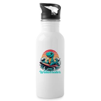 Mignon T-Rex Surfer Surfer Cadeau de surf - Gourde avec paille intégrée - blanc - Droite
