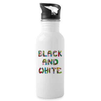 Black and white but in color - Water bottle with straw - white - Right