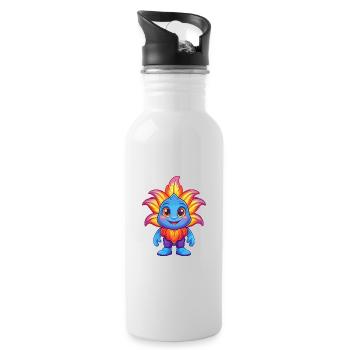 Sea Lily Colorful Kawaii Cartoon Sea Animal - Water bottle with straw - white - Right