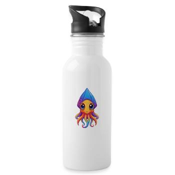 Flaschenschwanz Tintenfisch Bunte Kawaii Cartoon Clipart - Trinkflasche mit integriertem Trinkhalm - Weiß - Rechts