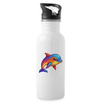 baleine à bec coloré Kawaii dessin animé Clipart - Gourde avec paille intégrée - blanc - Droite
