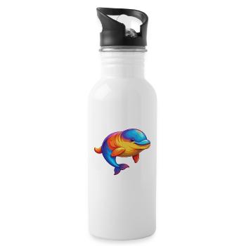 Beluga Wal Bunt Kawaii Karikatur Meerestier - Trinkflasche mit integriertem Trinkhalm - Weiß - Rechts