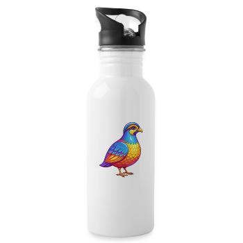 perdrix coloré Kawaii dessin animé Personnage oiseau - Gourde avec paille intégrée - blanc - Droite