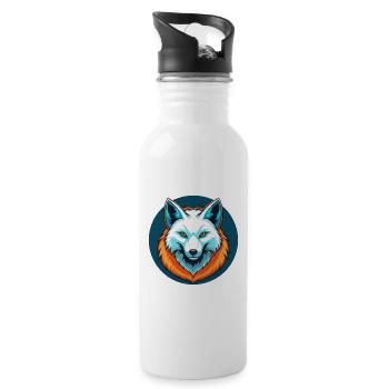 Polarfuchs Niedliches Kawaii Cartoon Tier Haustier Logo - Trinkflasche mit integriertem Trinkhalm - Weiß - Rechts