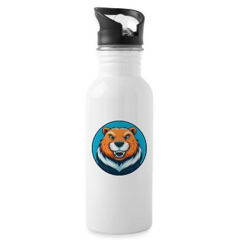Biber süße Kawaii Cartoon Clipart Tier Haustier Logo - Trinkflasche mit integriertem Trinkhalm - Weiß - Rechts