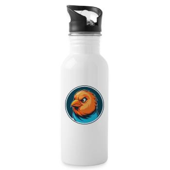 Canari oiseau mignon Kawaii dessin animé Animal Animal Logo - Gourde avec paille intégrée - blanc - Droite