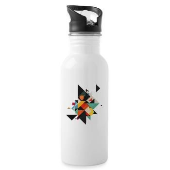 Cooles Geometrisches 80s Motiv - Trinkflasche mit integriertem Trinkhalm - Weiß - Rechts