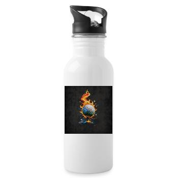 Shiny white golf ball - Water bottle with straw - white - Right