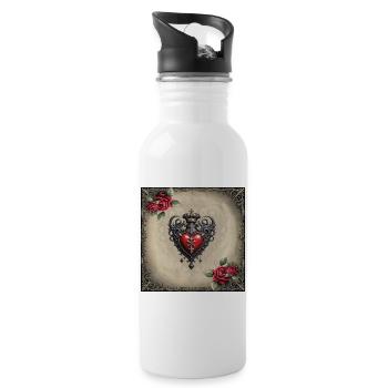 Coeur gothique élégant - Gourde avec paille intégrée - blanc - Droite