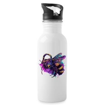 Bee Bee Bee Head with Headphones - Water bottle with straw - white - Right