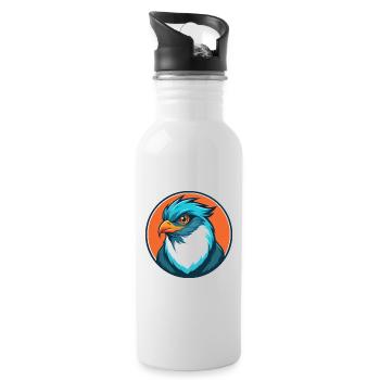 Coucou oiseau mignon Kawaii dessin animé Animal Animal Logo - Gourde avec paille intégrée - blanc - Droite