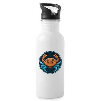 Crab Cute Kawaii Cartoon Clipart Animal Pet Logo - Water bottle with straw - white - Right