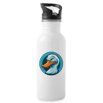 Ente süße Kawaii Cartoon Clipart Tier Haustier Logo - Trinkflasche mit integriertem Trinkhalm - Weiß - Rechts