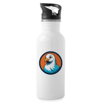 Taube Niedliche Kawaii Cartoon Clipart Tier Haustier Logo - Trinkflasche mit integriertem Trinkhalm - Weiß - Rechts