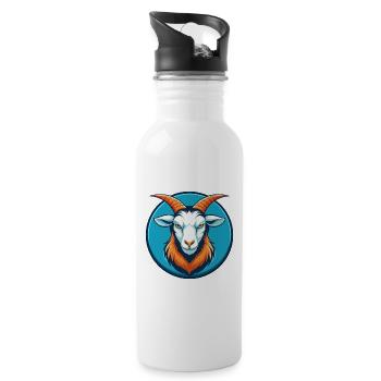 Ziege süß Kawaii Cartoon Clipart Tier Haustier Logo - Trinkflasche mit integriertem Trinkhalm - Weiß - Rechts