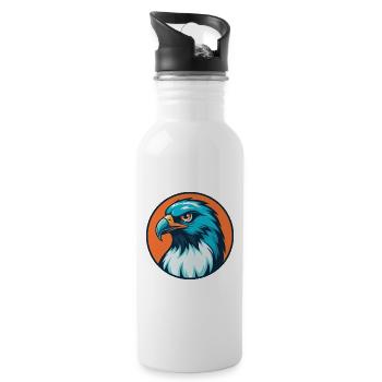 Hawk Cute Kawaii Cartoon Clipart Animal Pet Logo - Water bottle with straw - white - Right