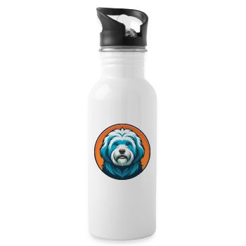 Havaneser Hund Niedliches Kawaii Cartoon Tier Haustier Logo - Trinkflasche mit integriertem Trinkhalm - Weiß - Rechts