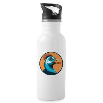 pintade mignon kawaii dessin animé animal animal logo - Gourde avec paille intégrée - blanc - Droite