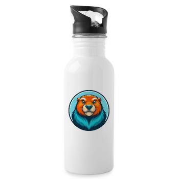 Murmeltier Niedliche Kawaii Cartoon Clipart Tier Haustier Logo - Trinkflasche mit integriertem Trinkhalm - Weiß - Rechts