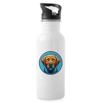 Labrador retriever chien Kawaii dessin animé logo pour animaux de compagnie - Gourde avec paille intégrée - blanc - Droite