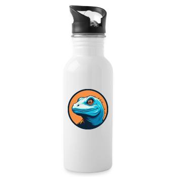Eidechse Niedliche Kawaii Cartoon Clipart Tier Haustier Logo - Trinkflasche mit integriertem Trinkhalm - Weiß - Rechts