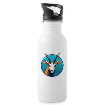 Oryx mignon kawaii dessin animé clipart animal de compagnie logo - Gourde avec paille intégrée - blanc - Droite
