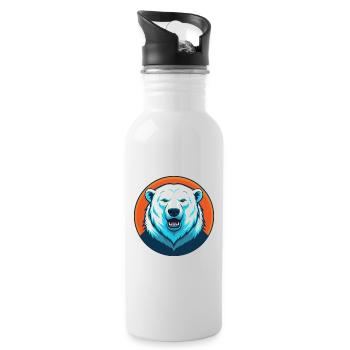 ours polaire mignon Kawaii dessin animé animal de compagnie logo - Gourde avec paille intégrée - blanc - Droite