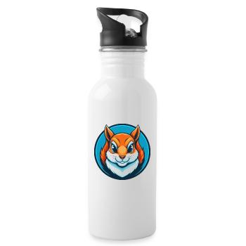 Eichhörnchen Niedliches Kawaii Cartoon Tier Haustier Logo - Trinkflasche mit integriertem Trinkhalm - Weiß - Rechts