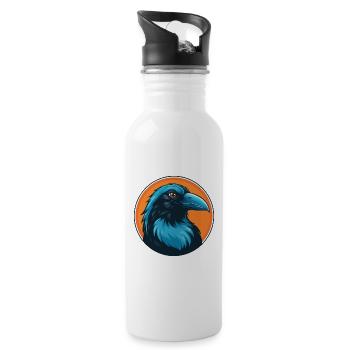 Rabe Niedliche Kawaii Cartoon Clipart Tier Haustier Logo - Trinkflasche mit integriertem Trinkhalm - Weiß - Rechts