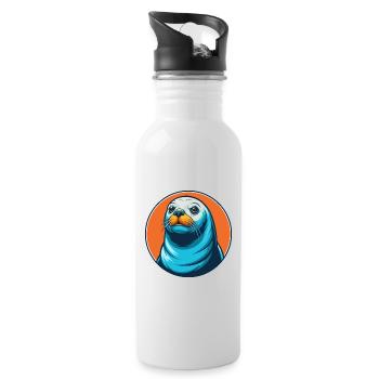 Siegel Niedliche Kawaii Cartoon Clipart Tier Haustier Logo - Trinkflasche mit integriertem Trinkhalm - Weiß - Rechts