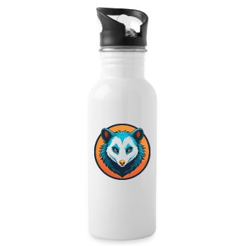 opossum mignon kawaii dessin animé clipart animal animal de compagnie logo - Gourde avec paille intégrée - blanc - Droite