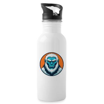 Yeti Cute Kawaii Cartoon Clipart Animal Pet Logo - Water bottle with straw - white - Right