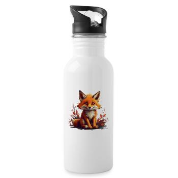 Mischievous Fox - Water bottle with straw - white - Right