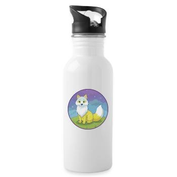 Polarfuchs Niedlich Kawaii Cartoon Clipart Tier Haustier - Trinkflasche mit integriertem Trinkhalm - Weiß - Rechts