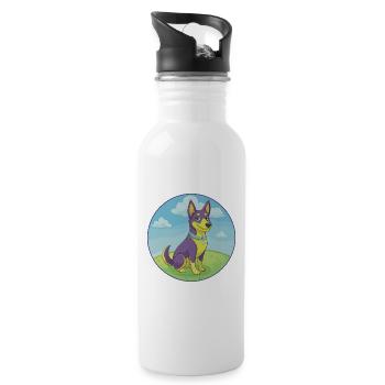 Australian Kelpie Dog Cute Kawaii Cartoon Animal - Water bottle with straw - white - Right