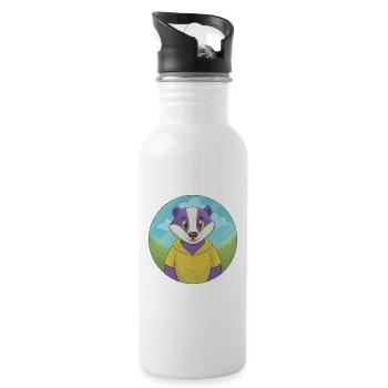 Dachs Niedlich Kawaii Cartoon Clipart Tier Haustier - Trinkflasche mit integriertem Trinkhalm - Weiß - Rechts