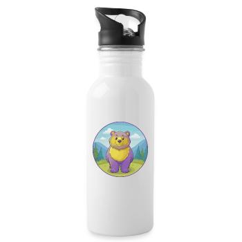 ours mignon kawaii dessin animé clipart animal de compagnie - Gourde avec paille intégrée - blanc - Droite